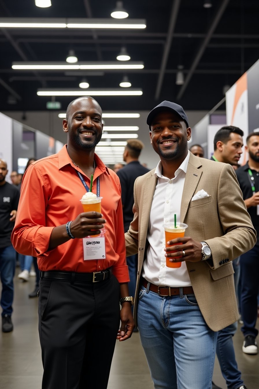 Two attendees of Metro Black Expo networking while at event
