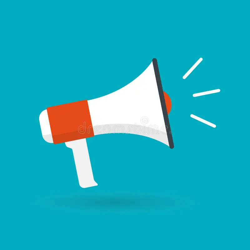 Graphic of a bull horn getting the message out about the Metro Black Expo.